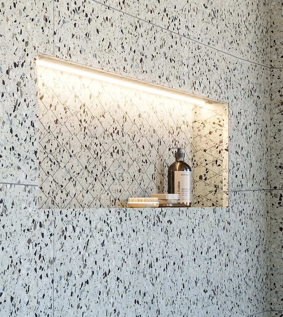 Terrazzo Allure™ Azure Diamond Matte Flooring visualization by MILE®stone